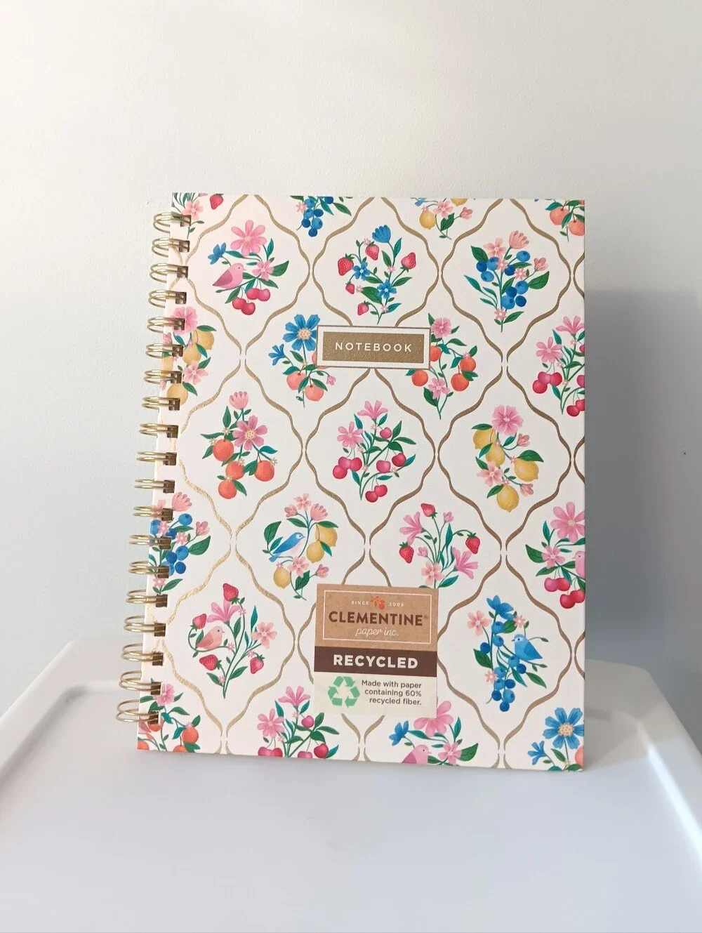 Clementine Paper Inc. Spiral Bound Hardcover Notebook Lined Pages Floral 10